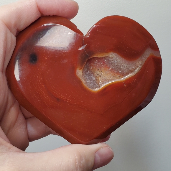 Carnelian Crystal Heart With Druzy - Picture 7 of 9